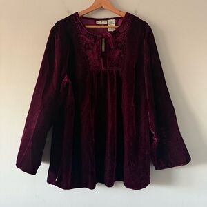 Whimsigoth Peasant Mystical Boho Goth Dark Romantic Velvet Top Size 18w/20w